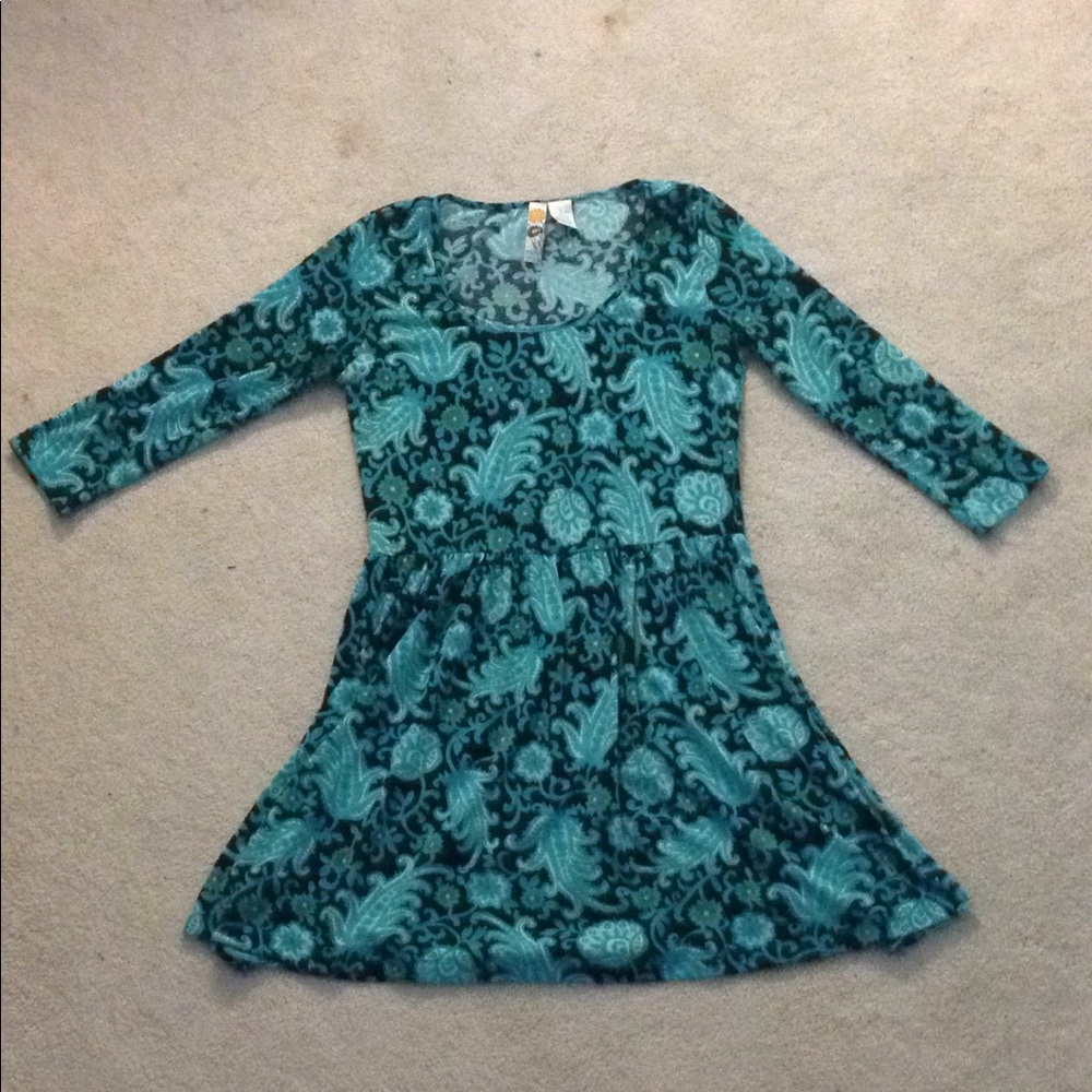 Teal and black pattern dress